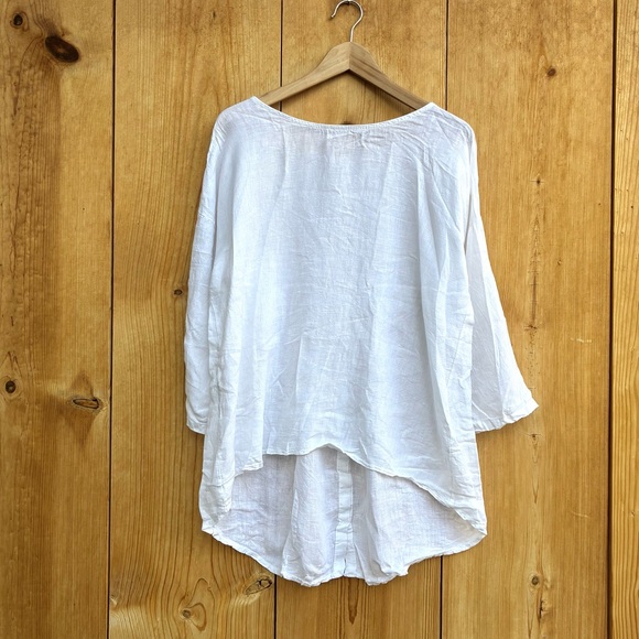 Terzo Millennio Tops - Terzo Millennio EUC White Linen Top Sz Large